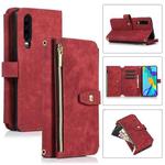 For Huawei P30 Dream 9-Card Wallet Zipper Bag Leather Phone Case(Red)