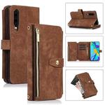 For Huawei P30 Dream 9-Card Wallet Zipper Bag Leather Phone Case(Brown)