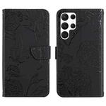 For Samsung Galaxy S24 Ultra 5G Skin Feel Butterfly Embossed Flip Leather Phone Case(Black)