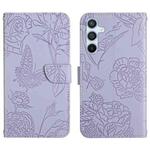 For Samsung Galaxy S24+ 5G Skin Feel Butterfly Embossed Flip Leather Phone Case(Purple)