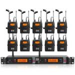 XTUGA RW2080 UHF Wireless Stage Singer In-Ear Monitor System 10 BodyPacks(UK Plug)