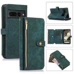 For Google Pixel 7 Pro Dream 9-Card Wallet Zipper Bag Leather Phone Case(Green)
