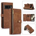 For Google Pixel 7 Pro Dream 9-Card Wallet Zipper Bag Leather Phone Case(Brown)