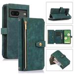 For Google Pixel 7 Dream 9-Card Wallet Zipper Bag Leather Phone Case(Green)