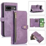 For Google Pixel 7 Dream 9-Card Wallet Zipper Bag Leather Phone Case(Purple)