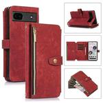 For Google Pixel 6a Dream 9-Card Wallet Zipper Bag Leather Phone Case(Red)