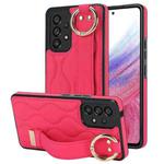 For Samsung Galaxy A53 5G Non-slip Full Coverage Ring PU Phone Case with Wristband(Rose Red)
