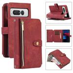 For Google Pixel Fold Dream 9-Card Wallet Zipper Bag Leather Phone Case(Red)