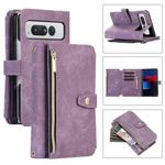 For Google Pixel Fold Dream 9-Card Wallet Zipper Bag Leather Phone Case(Purple)