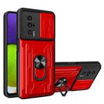 For Xiaomi Poco F5 Pro / Redmi K60 Sliding Camshield TPU+PC Phone Case with Card Slot(Red)