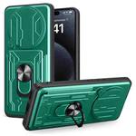 For Redmi Note 14 Pro+ 5G Sliding Camshield TPU+PC Phone Case with Card Slot(Dark Green)