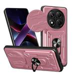 For Redmi Note 14 Pro 4G Sliding Camshield TPU+PC Phone Case with Card Slot(Rose Gold)