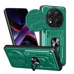 For Redmi Note 14 Pro 4G Sliding Camshield TPU+PC Phone Case with Card Slot(Dark Green)