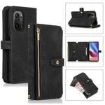 For Xiaomi Redmi K40 Dream 9-Card Wallet Zipper Bag Leather Phone Case(Black)