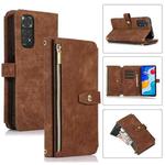 For Xiaomi Redmi Note 11s Dream 9-Card Wallet Zipper Bag Leather Phone Case(Brown)