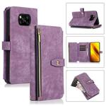 For Xiaomi Poco X3 NFC Dream 9-Card Wallet Zipper Bag Leather Phone Case(Purple)