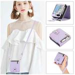 For Samsung Galaxy Z Flip5 Crossbody Diamond Lattice Folding Leather Phone Case(Purple)