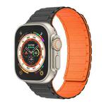 For Apple Watch Ultra 49mm Magnetic Loop Silicone Watch Band(Black Orange)