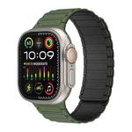 For Apple Watch Ultra 49mm Magnetic Loop Silicone Watch Band(Army Green Black)