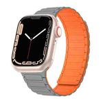For Apple Watch 8 45mm Magnetic Loop Silicone Watch Band(Grey Orange)