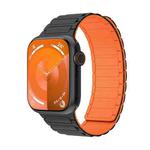 For Apple Watch 6 44mm Magnetic Loop Silicone Watch Band(Black Orange)