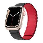 For Apple Watch Series 6 44mm Magnetic Loop Silicone Watch Band(Black Red)