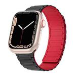 For Apple Watch 3 38mm Magnetic Loop Silicone Watch Band(Black Red)