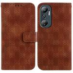 For Infinix Hot 20 Double 8-shaped Embossed Leather Phone Case(Brown)