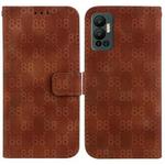 For Infinix Hot 12 Double 8-shaped Embossed Leather Phone Case(Brown)