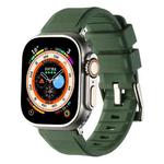 For Apple Watch 8 41mm Double Ring Silicone Watch Band(Army Green)