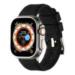For Apple Watch 7 41mm Double Ring Silicone Watch Band(Black)