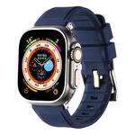 For Apple Watch SE 44mm Double Ring Silicone Watch Band(Dark Blue)