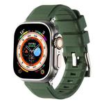 For Apple Watch 2 42mm Double Ring Silicone Watch Band(Army Green)