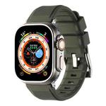 For Apple Watch Ultra 2 49mm Double Ring Silicone Watch Band(Dark Green)