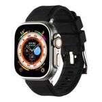 For Apple Watch 9 45mm Double Ring Silicone Watch Band(Black)