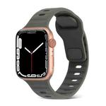 For Apple Watch Ultra 49mm Square Buckle Stripes Silicone Watch Band(Dark Green)