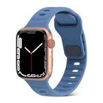 For Apple Watch Series 8 41mm Square Buckle Stripes Silicone Watch Band(Light Blue)