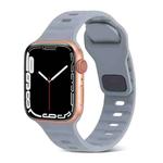 For Apple Watch Series 8 45mm Square Buckle Stripes Silicone Watch Band(Light Grey)