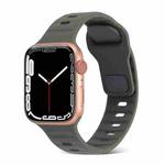 For Apple Watch SE 2022 44mm Square Buckle Stripes Silicone Watch Band(Dark Green)