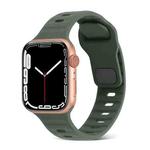 For Apple Watch Series 7 41mm Square Buckle Stripes Silicone Watch Band(Army Green)