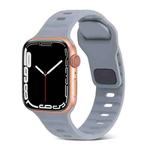 For Apple Watch 7 41mm Square Buckle Stripes Silicone Watch Band(Light Grey)