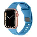 For Apple Watch 7 45mm Square Buckle Stripes Silicone Watch Band(Blue)