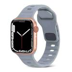 For Apple Watch Series 7 45mm Square Buckle Stripes Silicone Watch Band(Light Grey)