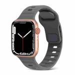 For Apple Watch Series 7 45mm Square Buckle Stripes Silicone Watch Band(Dark Grey)