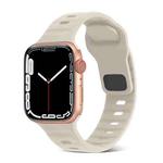 For Apple Watch 7 45mm Square Buckle Stripes Silicone Watch Band(Starlight)