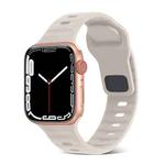 For Apple Watch 6 44mm Square Buckle Stripes Silicone Watch Band(Starlight)