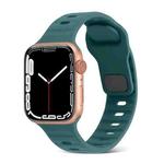 For Apple Watch 4 44mm Square Buckle Stripes Silicone Watch Band(Pine Green)