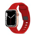 For Apple Watch 4 44mm Square Buckle Stripes Silicone Watch Band(Red)