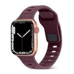 For Apple Watch 4 40mm Square Buckle Stripes Silicone Watch Band(Wine Red)