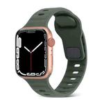 For Apple Watch 9 41mm Square Buckle Stripes Silicone Watch Band(Army Green)